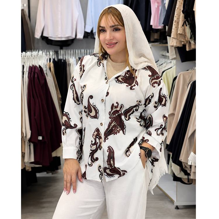 شومیز زنانه ترمه قهوه‌ای