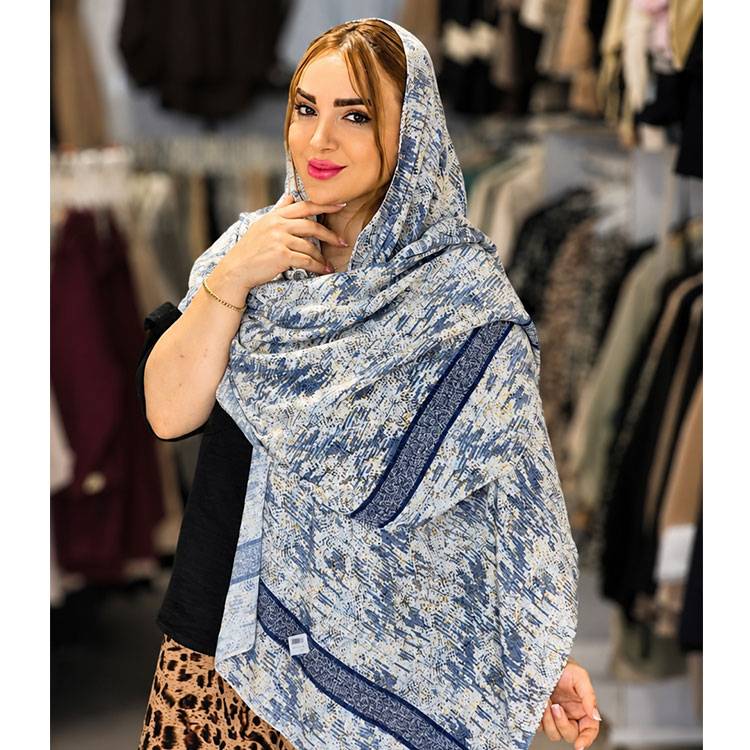 شال زنانه برفکی آبی