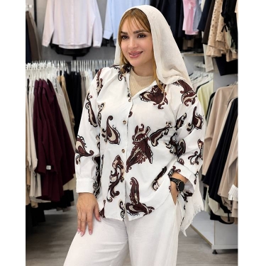 شومیز زنانه ترمه قهوه‌ای