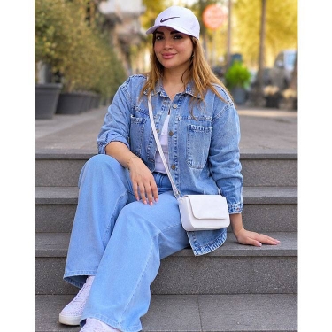  شومیز جین زنانه دو جیب آبی پررنگ