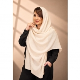  شال پلیسه نخی دور نگین کرم روشن 