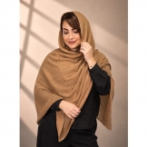  شال پلیسه نخی دور نگین قهوه ای روشن 