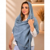 شال زنانه پلیسه آبی