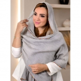 شال زنانه پلیسه طوسی روشن
