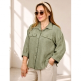 شومیز زنانه باکسی دو جیب سبز
