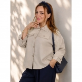 شومیز زنانه باکسی دو جیب کرم