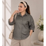 شومیز زنانه آستین پاکتی طوسی 