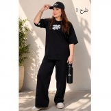 تیشرت-باکسی-زنانه-مشکی-طرح-گل