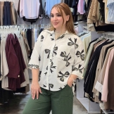  شومیز زنانه طرح پاپیون سبز
