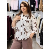  شومیز زنانه طرح پاپیون  قهوه‌ای