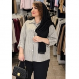 شومیز زنانه راه راه نگینی خاکی