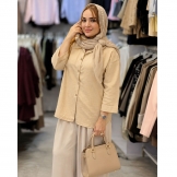 شومیز مانتویی زنانه شانتون کرم