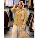 شومیز مانتویی زنانه شانتون عسلی