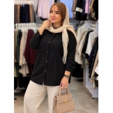 شومیز مانتویی زنانه آیوا مشکی