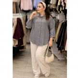 شومیز زنانه پشت دکمه طوسی