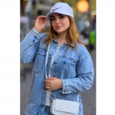 شومیز جین زنانه دو جیب آبی