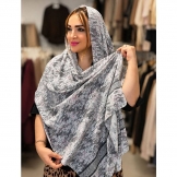 شال زنانه برفکی طوسی صورتی