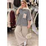 شومیز زنانه لینن جیب تدی طوسی