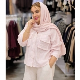  شومیز باکسی راه راه هانا صورتی ملایم