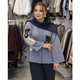 شومیز زنانه لینن طرح تدی سرمه‌ای