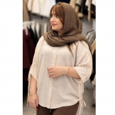  شومیز زنانه آستین گت کرم روشن