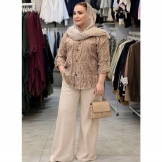 شومیز زنانه نگینی هایلی قهوه ای روشن