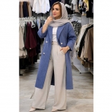 مانتو بلند زنانه شانتون آبی