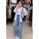 شومیز زنانه راه راه آبی