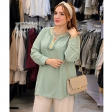 تونیک زنانه گلدوزی سبز ملام