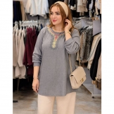 تونیک زنانه گلدوزی طوسی