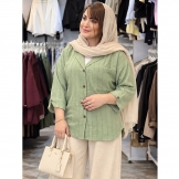 شومیز مانتویی زنانه ژاکارد سبز ملایم