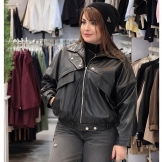 بامبر زنانه چرم مشکی