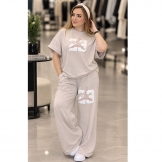  ست بلوز شلوار زنانه طرح جردن کرم