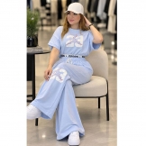  ست بلوز شلوار زنانه طرح جردن آبی آسمونی