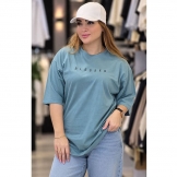 تیشرت لانگ زنانه (BLESSED) سبز آبی