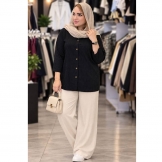 شومیز مانتویی زنانه آیوا مشکی