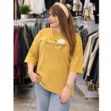 تیشرت زنانه لانگ بابونه خردلی