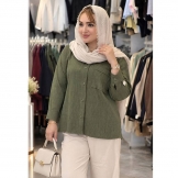شومیز زنانه تک جیب یشمی