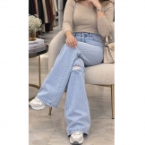 شلوار جین بگ زنانه زاپدار آبی روشن