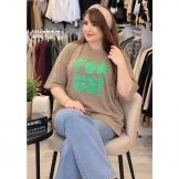 تیشرت باکسی زنانه (FU) نسکافه‌ای