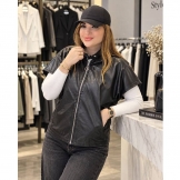 وست چرم زنانه مشکی