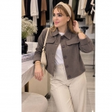 کراپ کت زنانه فوتر خاکی