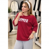 تیشرت زنانه باکسی زرشکی