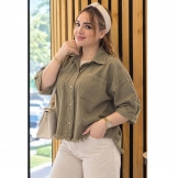 شومیز زنانه کجراه کتان نسکافه‌ای