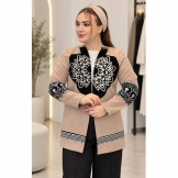 کت زنانه گلدوزی نسکافه ای