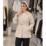 بارانی کتان یقه انگلیسی استخوانی