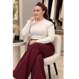 بلوز آستین بلند یقه ژور سفید