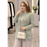  مانتو ژاکارد طلاکوب سبز ملایم