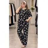 تیشرت و شلوار نخی زنانه مشکی