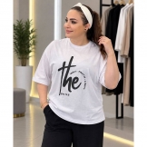  تیشرت باکسی زنانه چاپی سفید